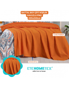 ETEHOMETEX HAVUZLU PİKE ÇİFT KİŞİLİK 220X240CM TURUNCU 8696474231655